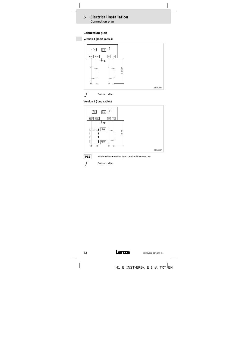 Connection plan, 6electrical installation | Lenze ERBMxxxRxxxW User Manual | Page 42 / 68