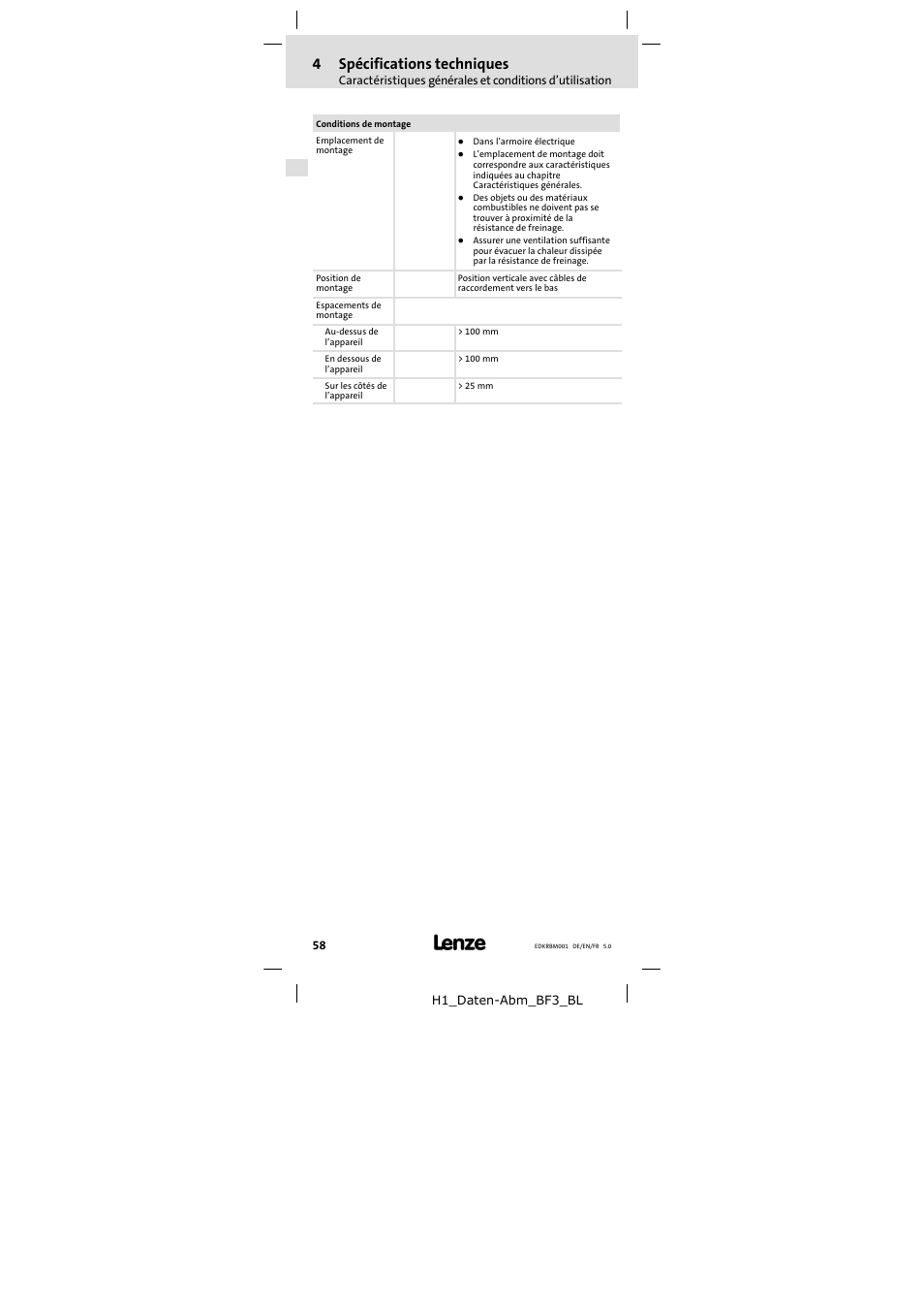 4spécifications techniques | Lenze ERBMxxxRxxxW User Manual | Page 58 / 68