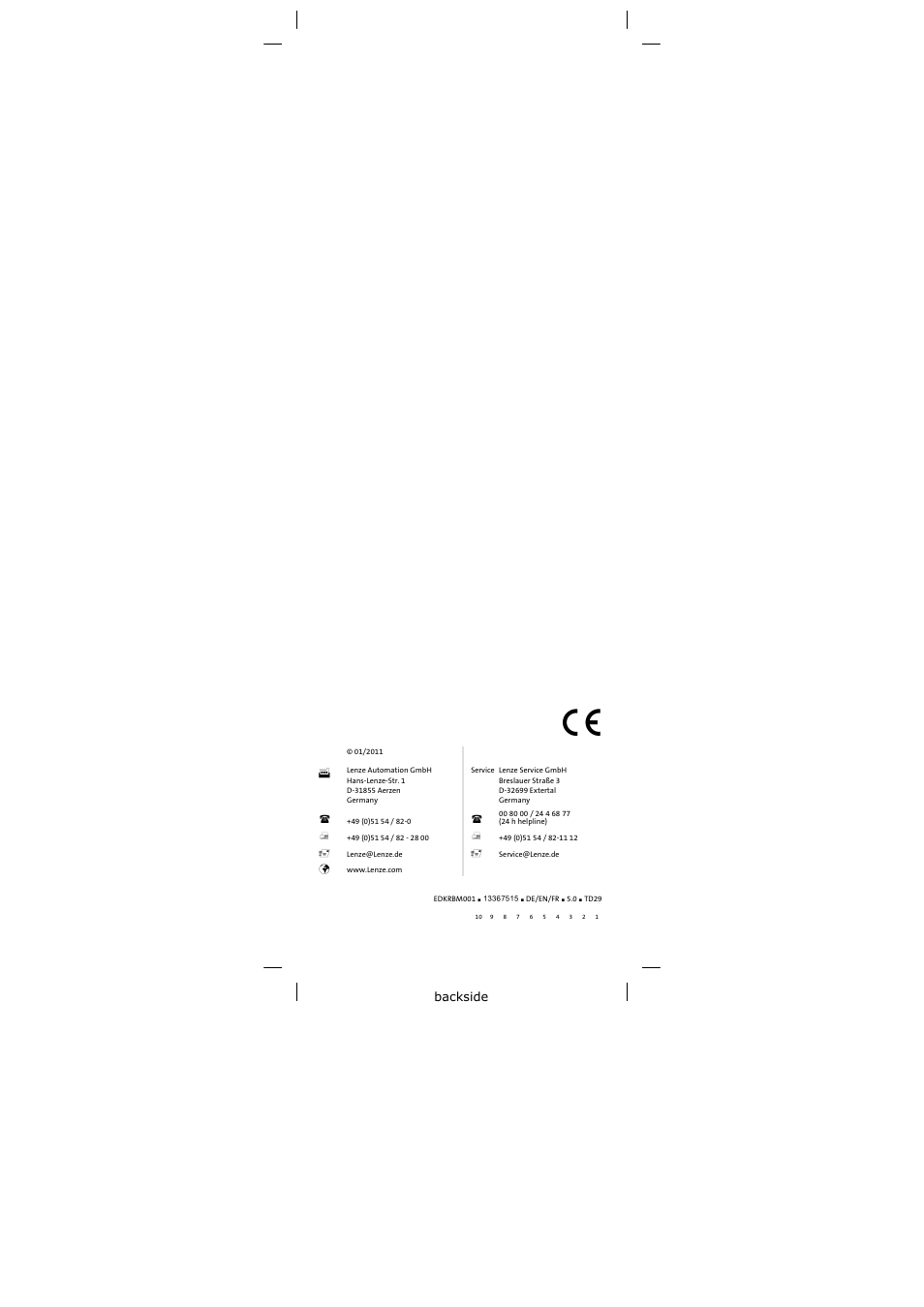 Lenze ERBMxxxRxxxW User Manual | Page 68 / 68