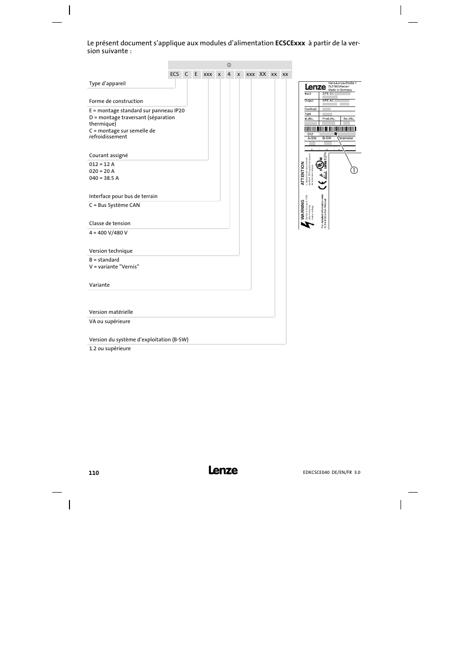 Le présent document s’applique aux | Lenze ECSCExxx User Manual | Page 110 / 164