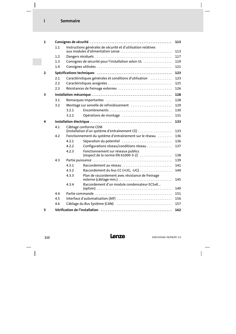 Sommaire | Lenze ECSCExxx User Manual | Page 112 / 164