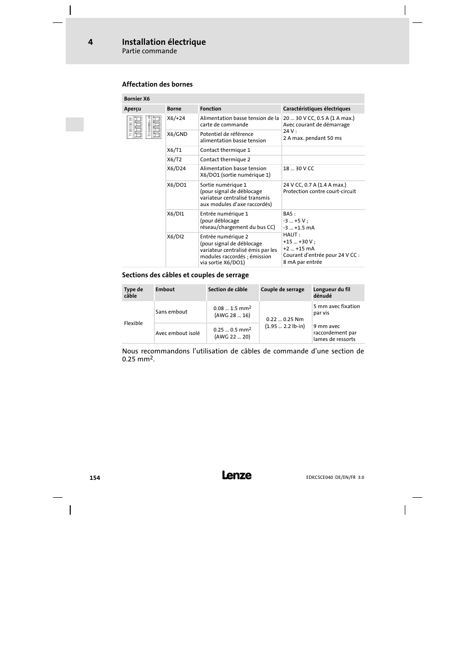 Installation électrique | Lenze ECSCExxx User Manual | Page 154 / 164