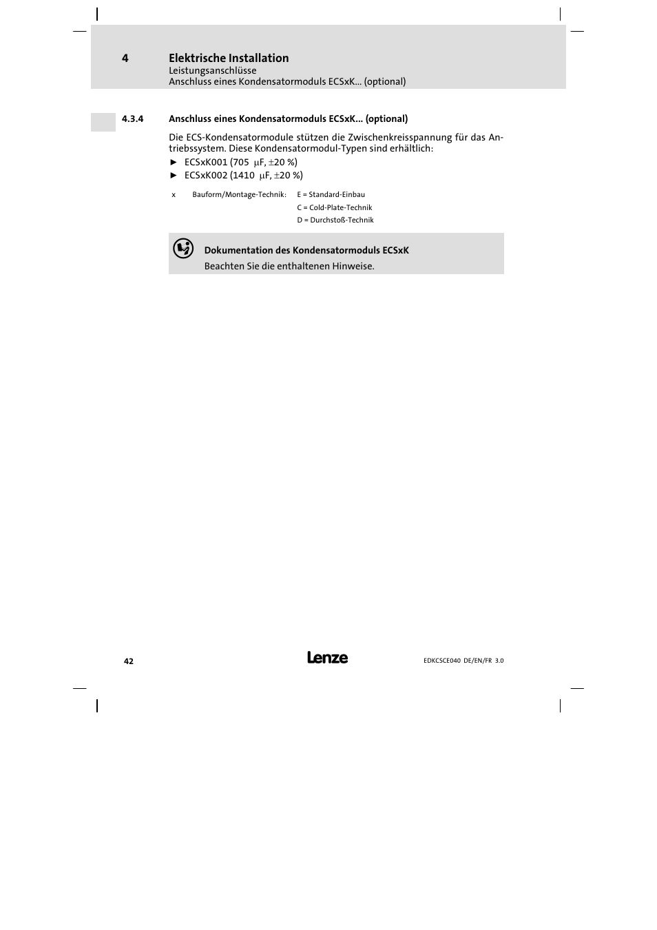 Lenze ECSCExxx User Manual | Page 42 / 164