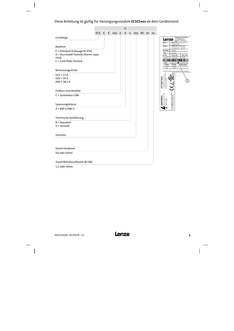 Diese anleitung ist gültig für | Lenze ECSCExxx User Manual | Page 5 / 164