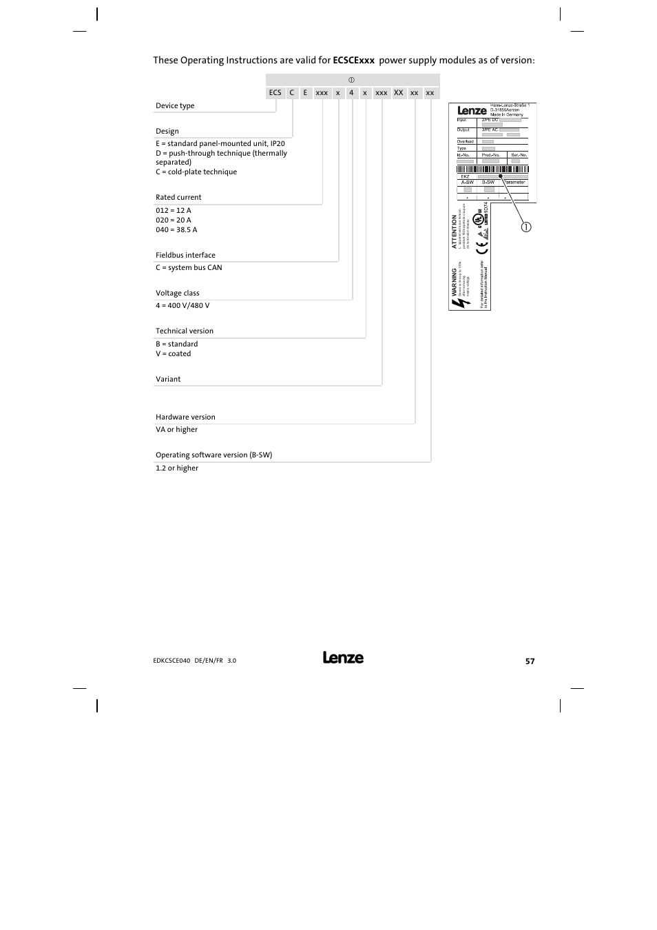 These operating instructions are valid for | Lenze ECSCExxx User Manual | Page 57 / 164