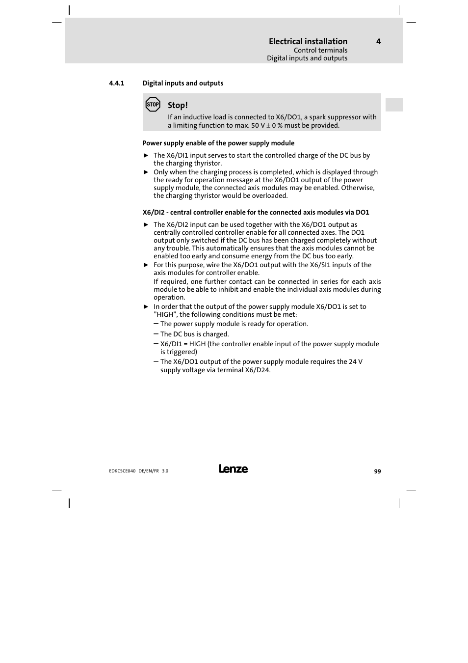 Digital inputs and outputs | Lenze ECSCExxx User Manual | Page 99 / 164