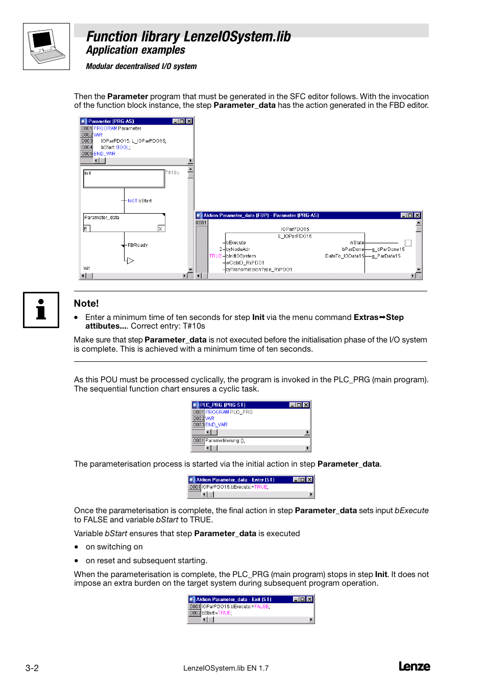 Function library lenzeiosystem.lib, Application examples | Lenze DDS Function library IOSystem User Manual | Page 12 / 83