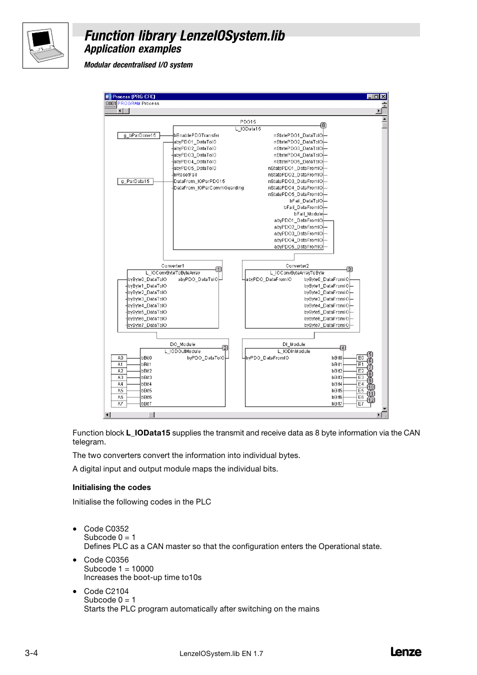 Function library lenzeiosystem.lib, Application examples | Lenze DDS Function library IOSystem User Manual | Page 14 / 83