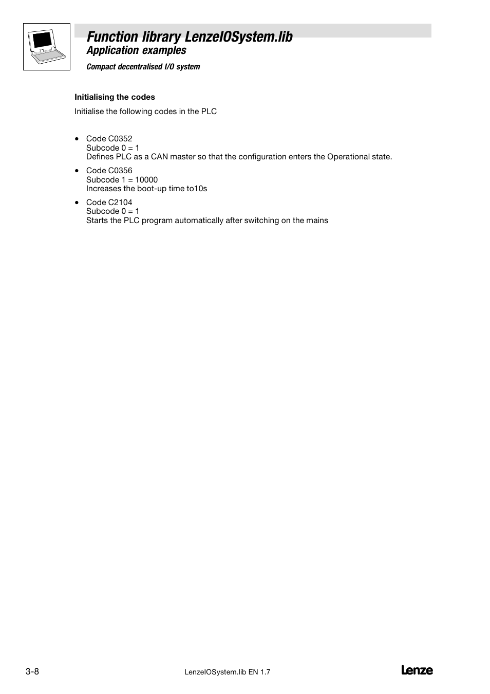 Function library lenzeiosystem.lib, Application examples | Lenze DDS Function library IOSystem User Manual | Page 18 / 83