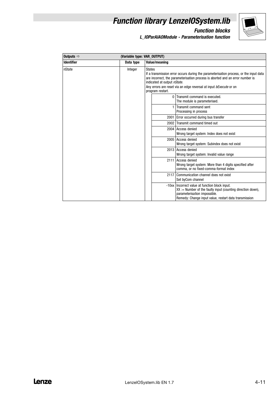 Function library lenzeiosystem.lib, Function blocks | Lenze DDS Function library IOSystem User Manual | Page 29 / 83