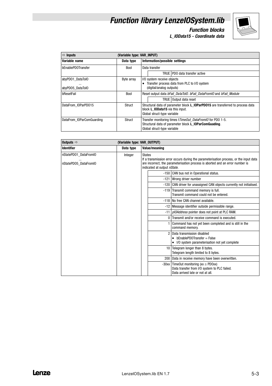 Function library lenzeiosystem.lib, Function blocks | Lenze DDS Function library IOSystem User Manual | Page 49 / 83