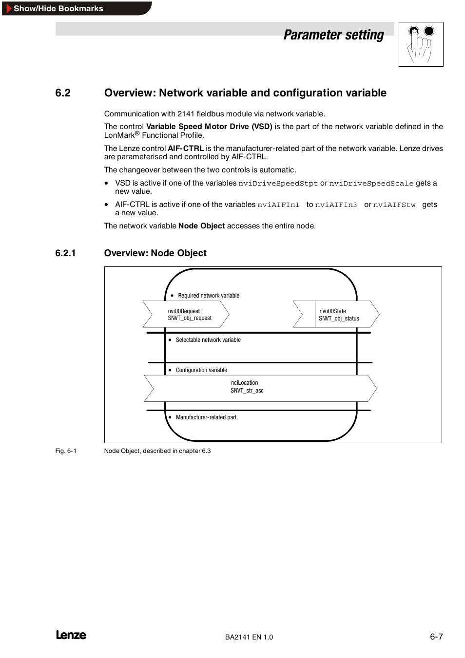 3 scaling of the speed setpoint, Scaling of the speed setpoint, Parameter setting | 1 overview: node object | Lenze EMF2141IB User Manual | Page 29 / 90