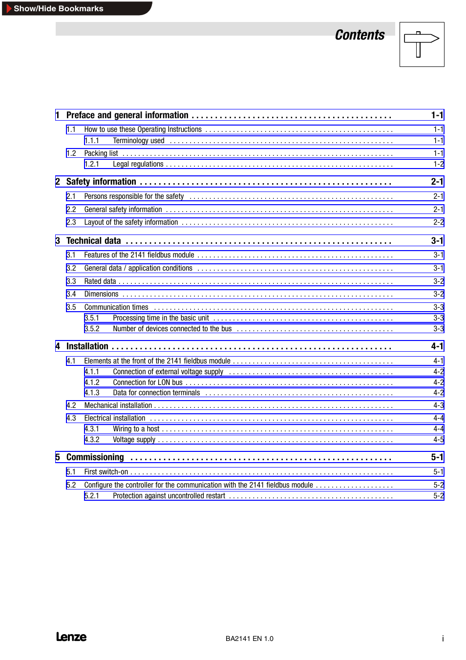 Lenze EMF2141IB User Manual | Page 3 / 90