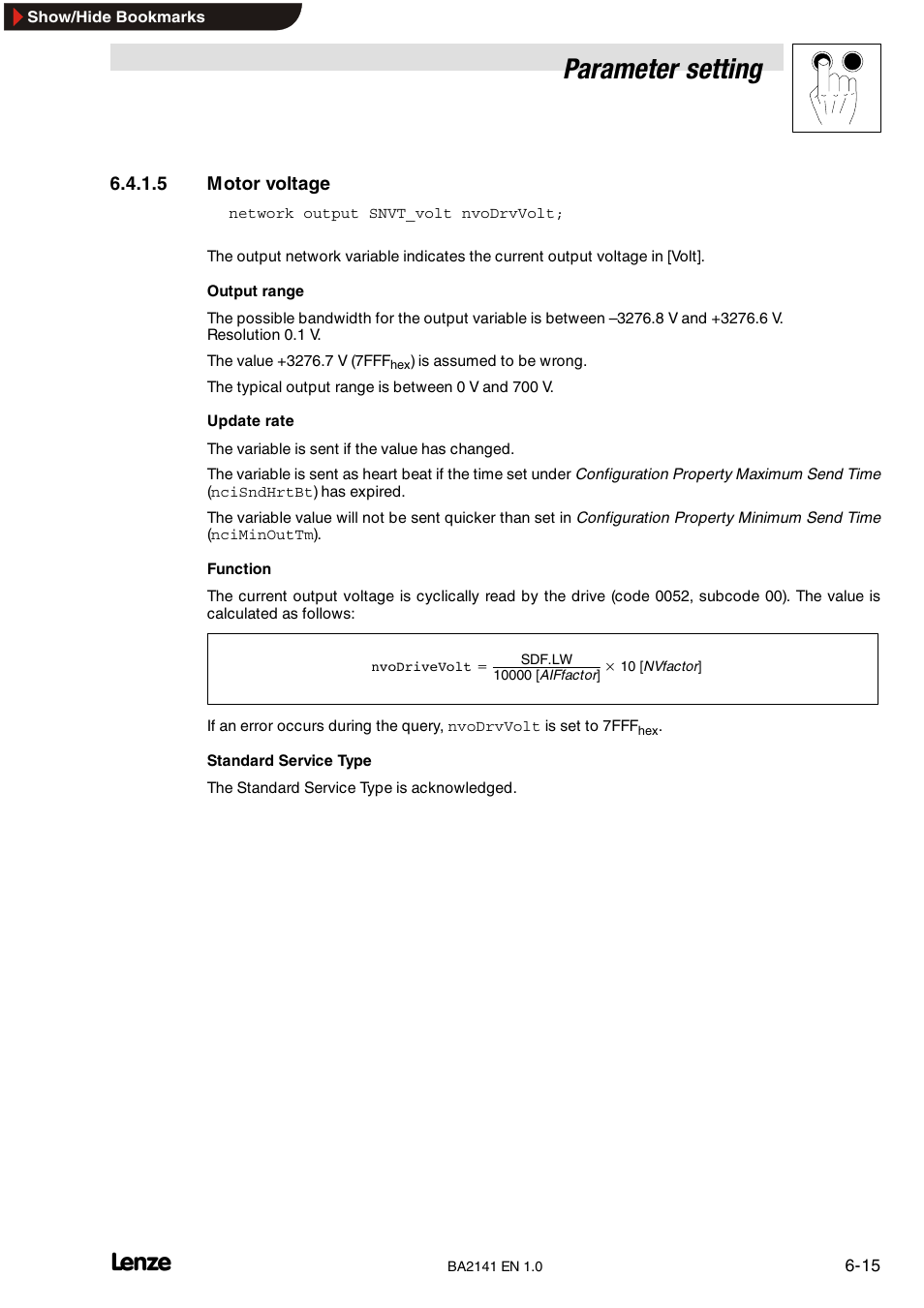 5 maximum speed, Maximum speed, Parameter setting | 5 motor voltage | Lenze EMF2141IB User Manual | Page 37 / 90