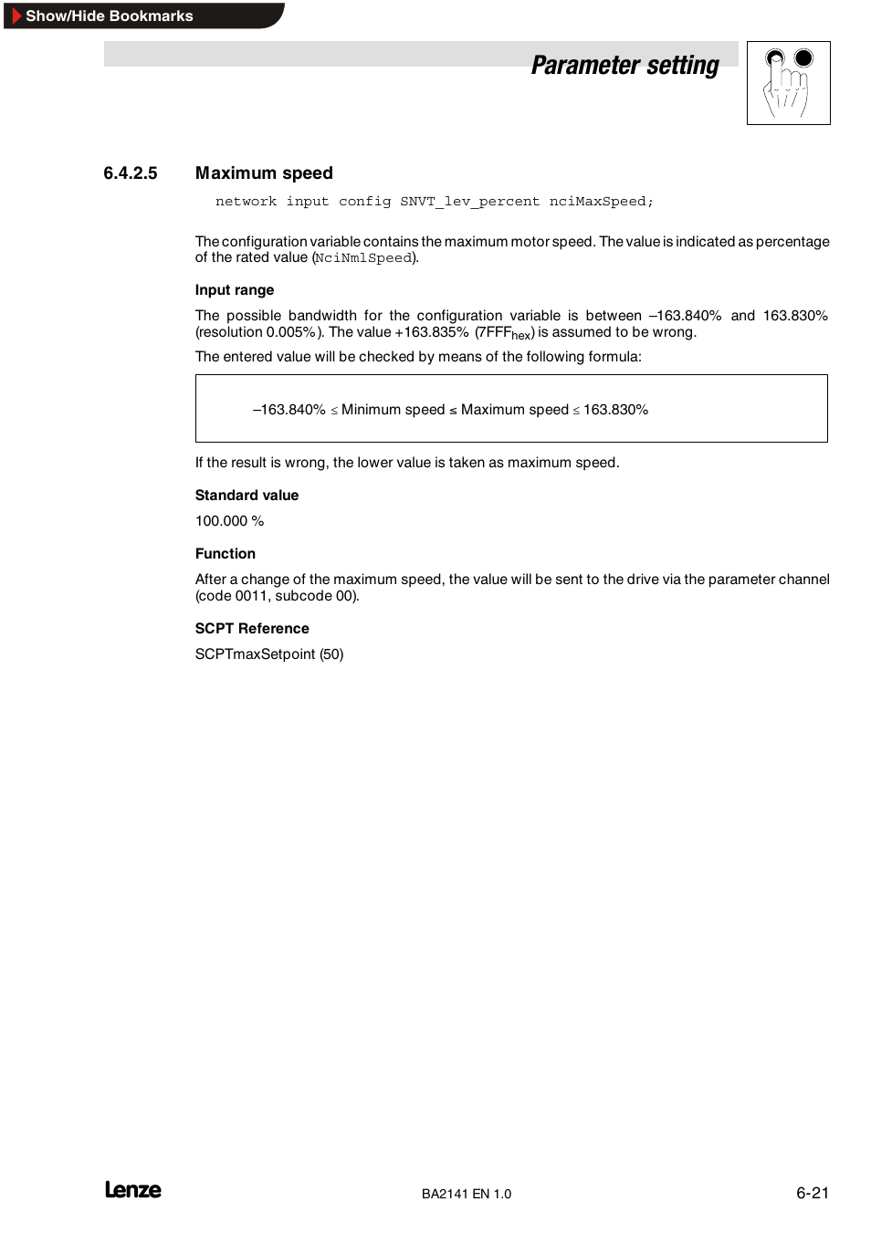 11 receive heartbeat for aif-ctrl, Receive heartbeat for aif-ctrl, Parameter setting | Lenze EMF2141IB User Manual | Page 43 / 90