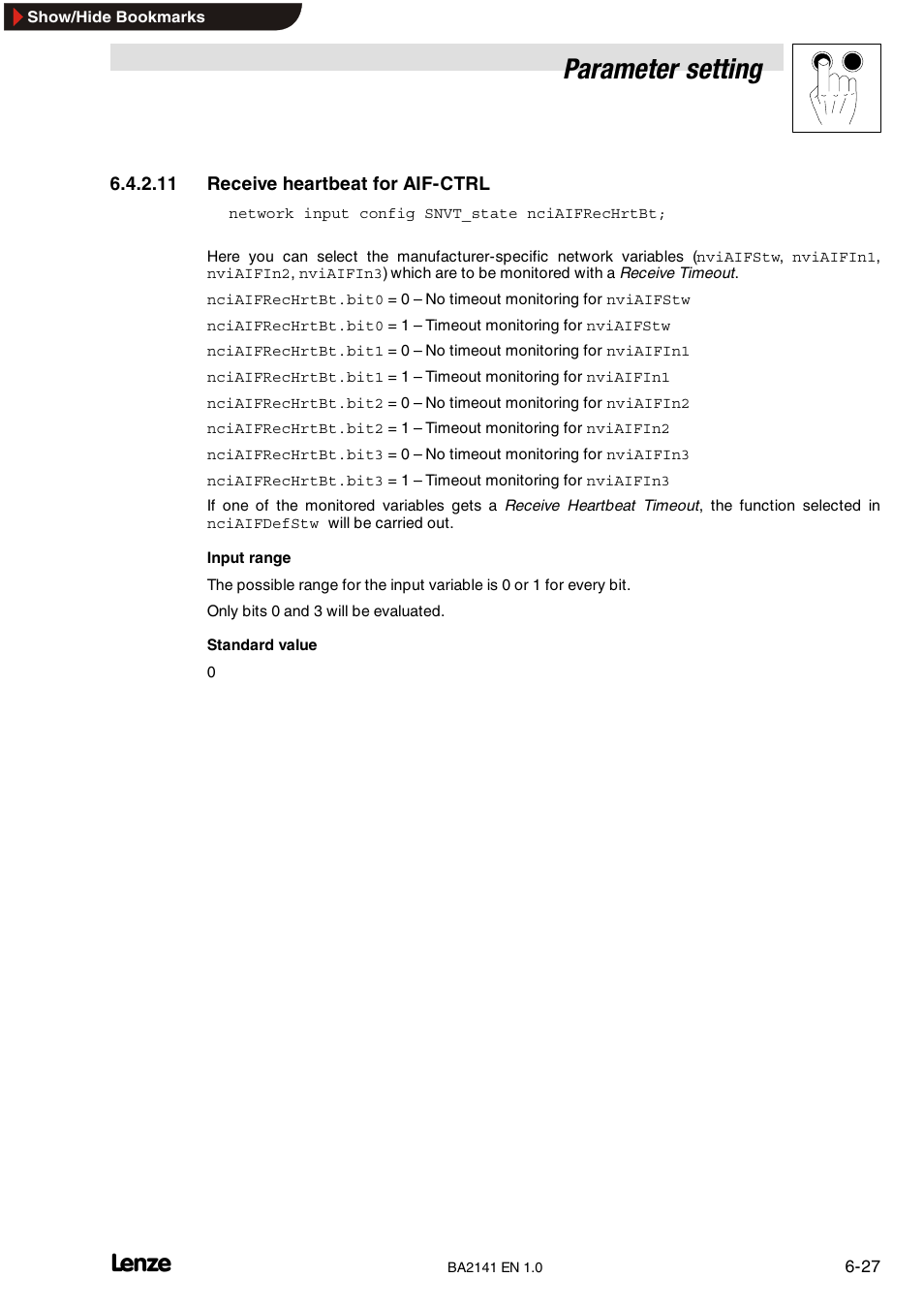 1 status word for 82xx, Status word for 82xx, Parameter setting | Lenze EMF2141IB User Manual | Page 49 / 90