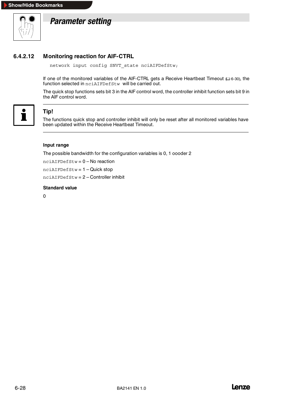 Parameter setting | Lenze EMF2141IB User Manual | Page 50 / 90