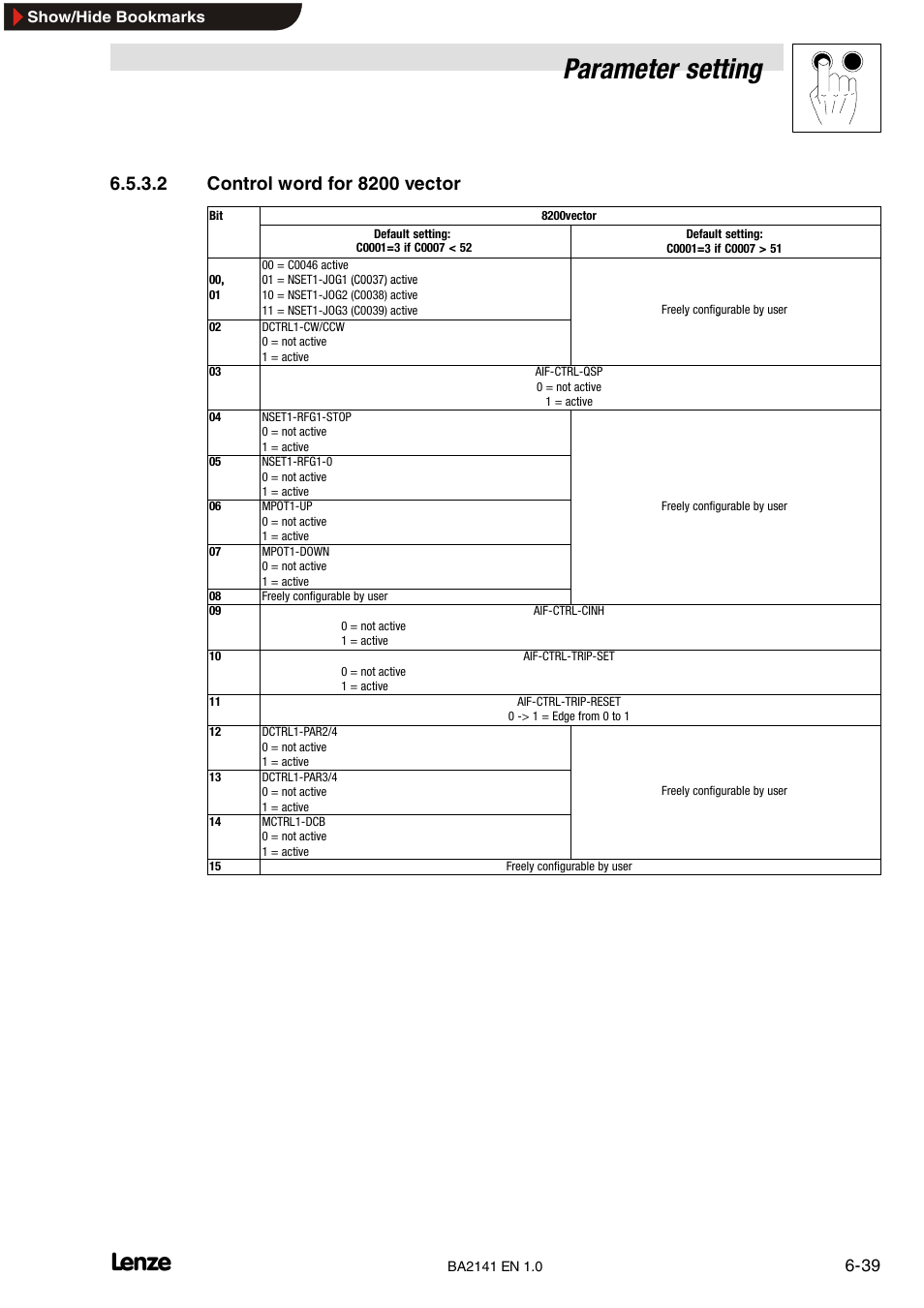 Parameter setting | Lenze EMF2141IB User Manual | Page 61 / 90