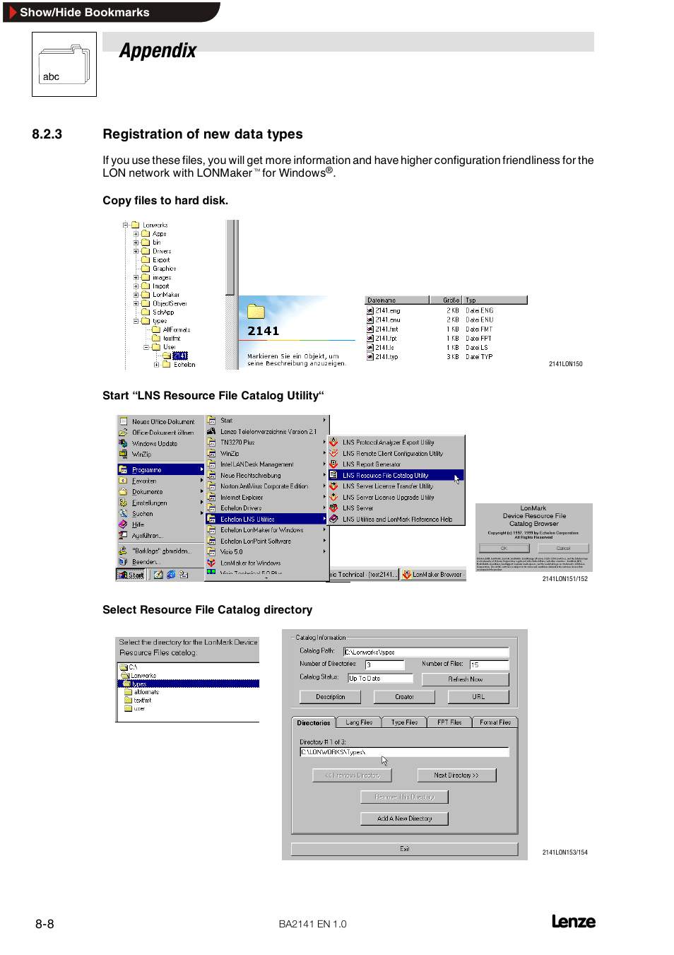 3 registration of new data types, Registration of new data types, Appendix | Lenze EMF2141IB User Manual | Page 84 / 90
