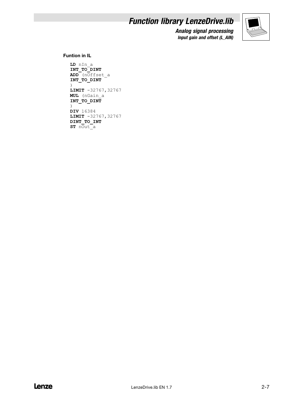 Function library lenzedrive.lib | Lenze DDS Function library Drive User Manual | Page 17 / 103