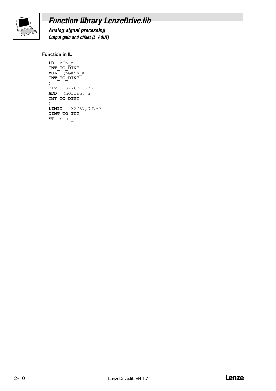 Function library lenzedrive.lib | Lenze DDS Function library Drive User Manual | Page 20 / 103