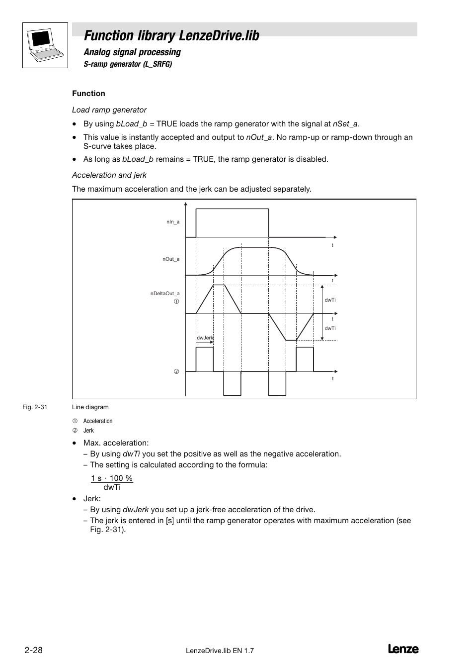 Function library lenzedrive.lib, Analog signal processing | Lenze DDS Function library Drive User Manual | Page 38 / 103