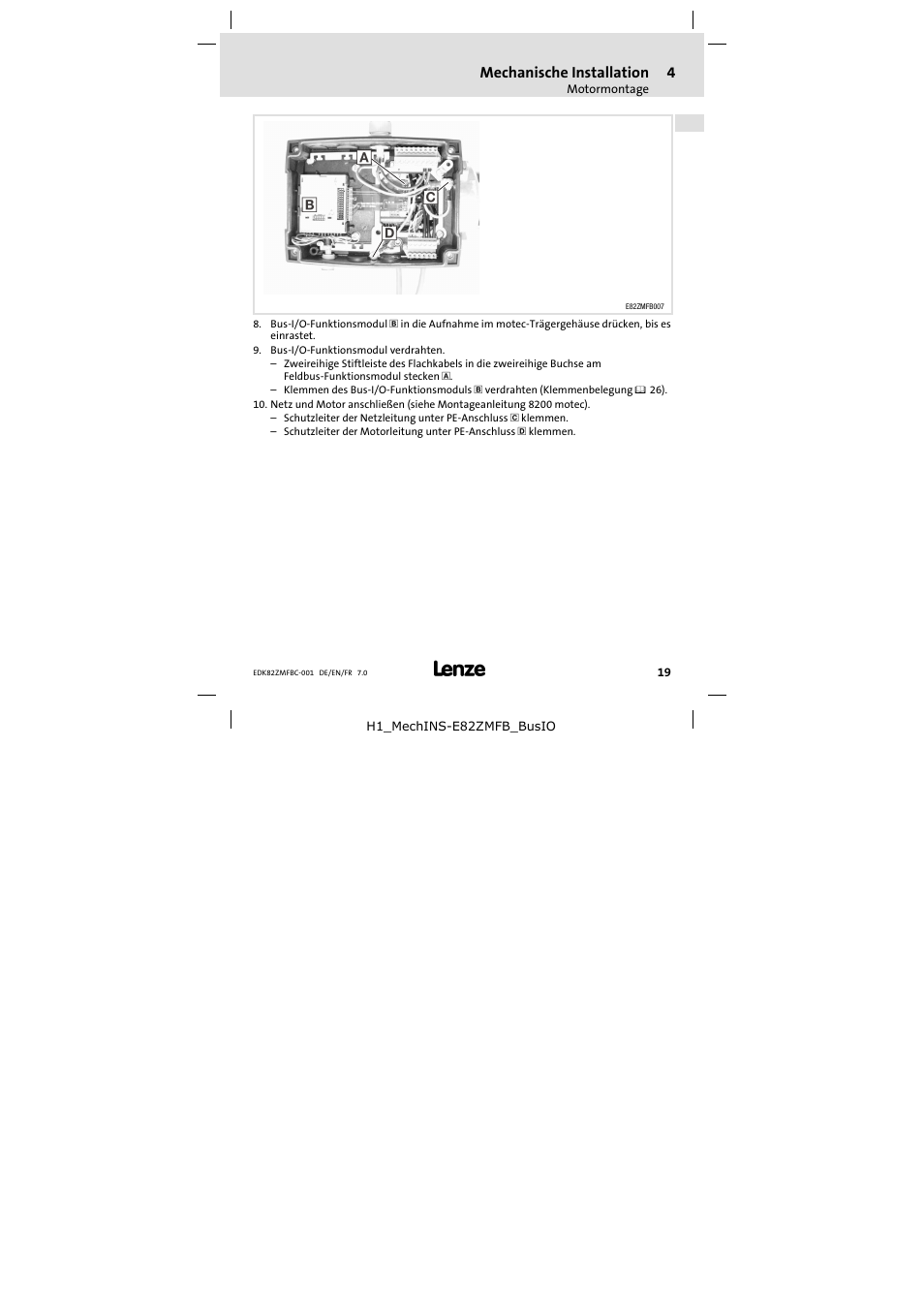 Lenze E82ZMFBC001 User Manual | Page 19 / 82