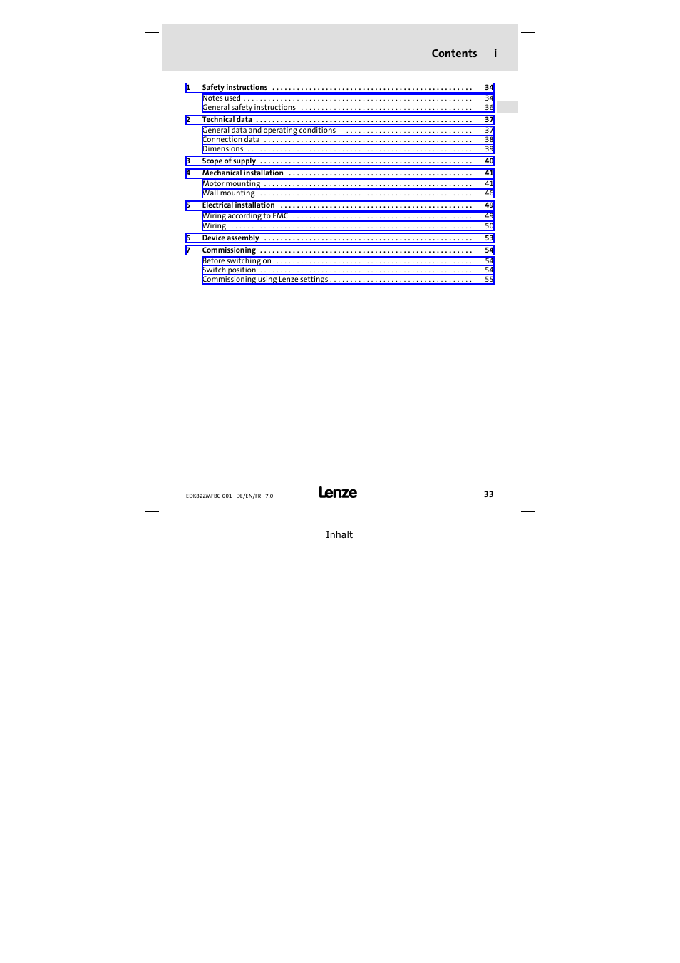 Lenze E82ZMFBC001 User Manual | Page 33 / 82
