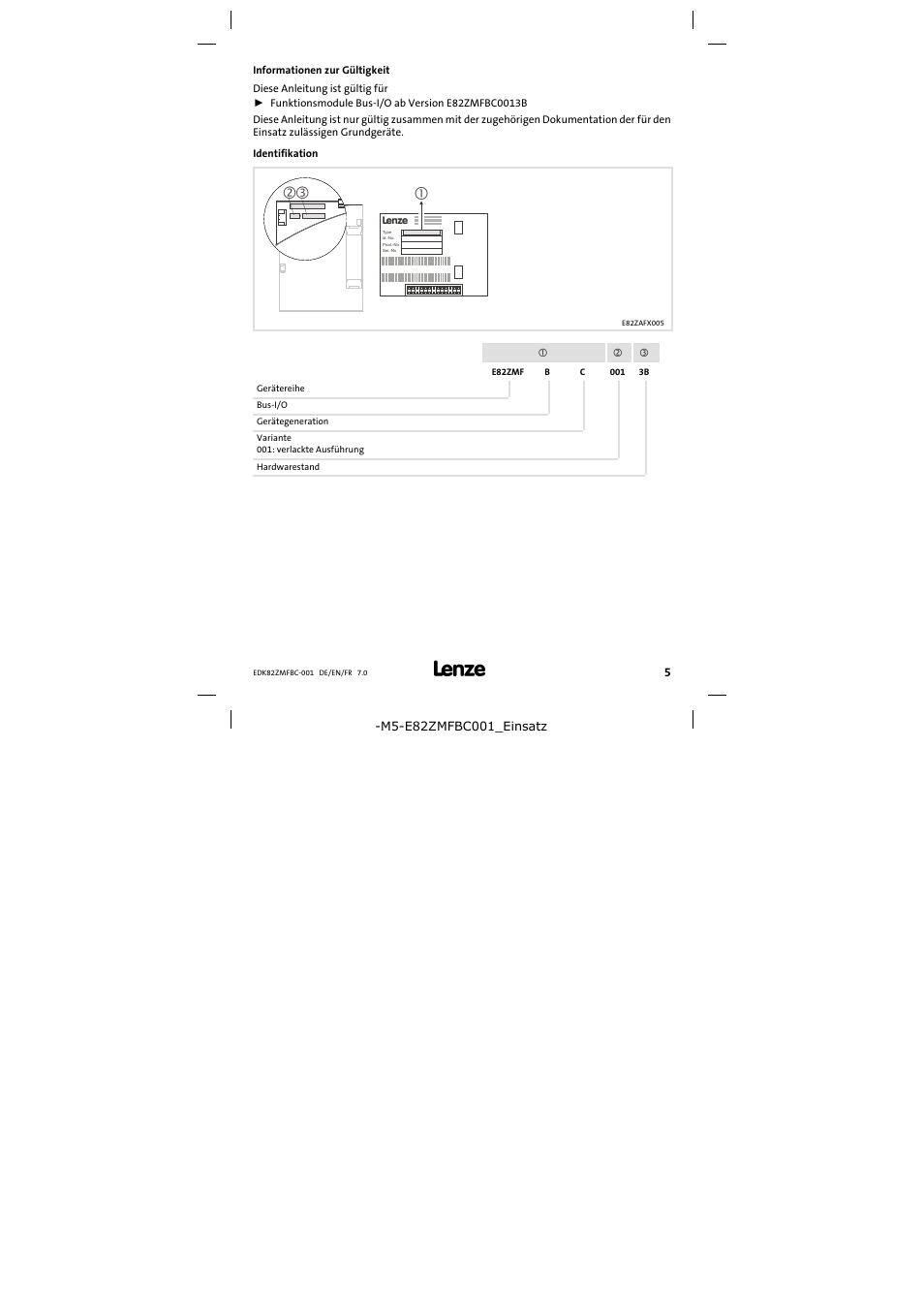 Informationen zur gültigkeit | Lenze E82ZMFBC001 User Manual | Page 5 / 82