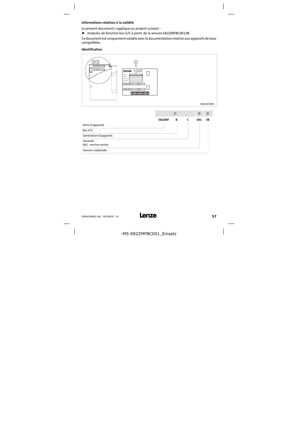 Informations relatives à la validité | Lenze E82ZMFBC001 User Manual | Page 57 / 82