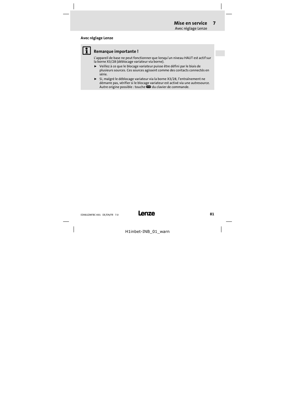 Avec réglage lenze | Lenze E82ZMFBC001 User Manual | Page 81 / 82