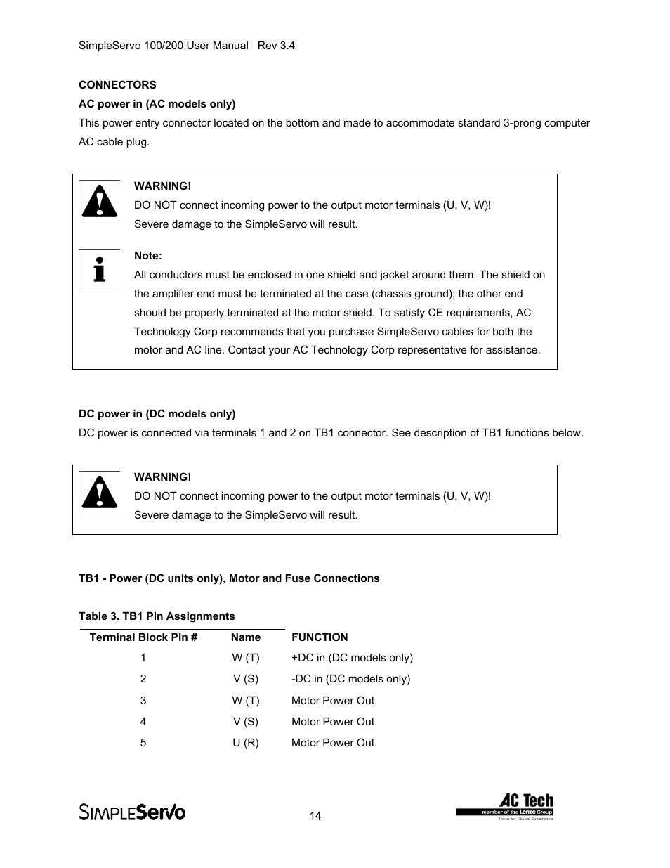 Connectors | Lenze SS208AC User Manual | Page 14 / 31
