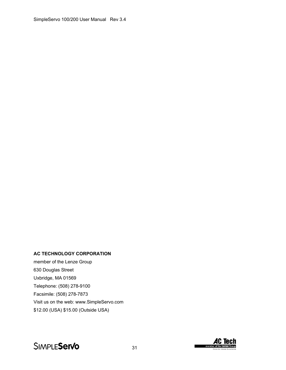 Lenze SS208AC User Manual | Page 31 / 31