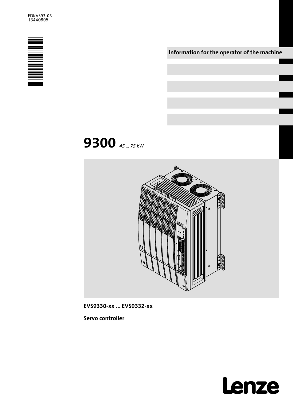 Lenze VS9332−xx User Manual | 46 pages