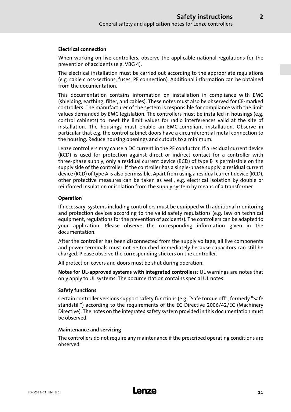 Lenze VS9332−xx User Manual | Page 11 / 46