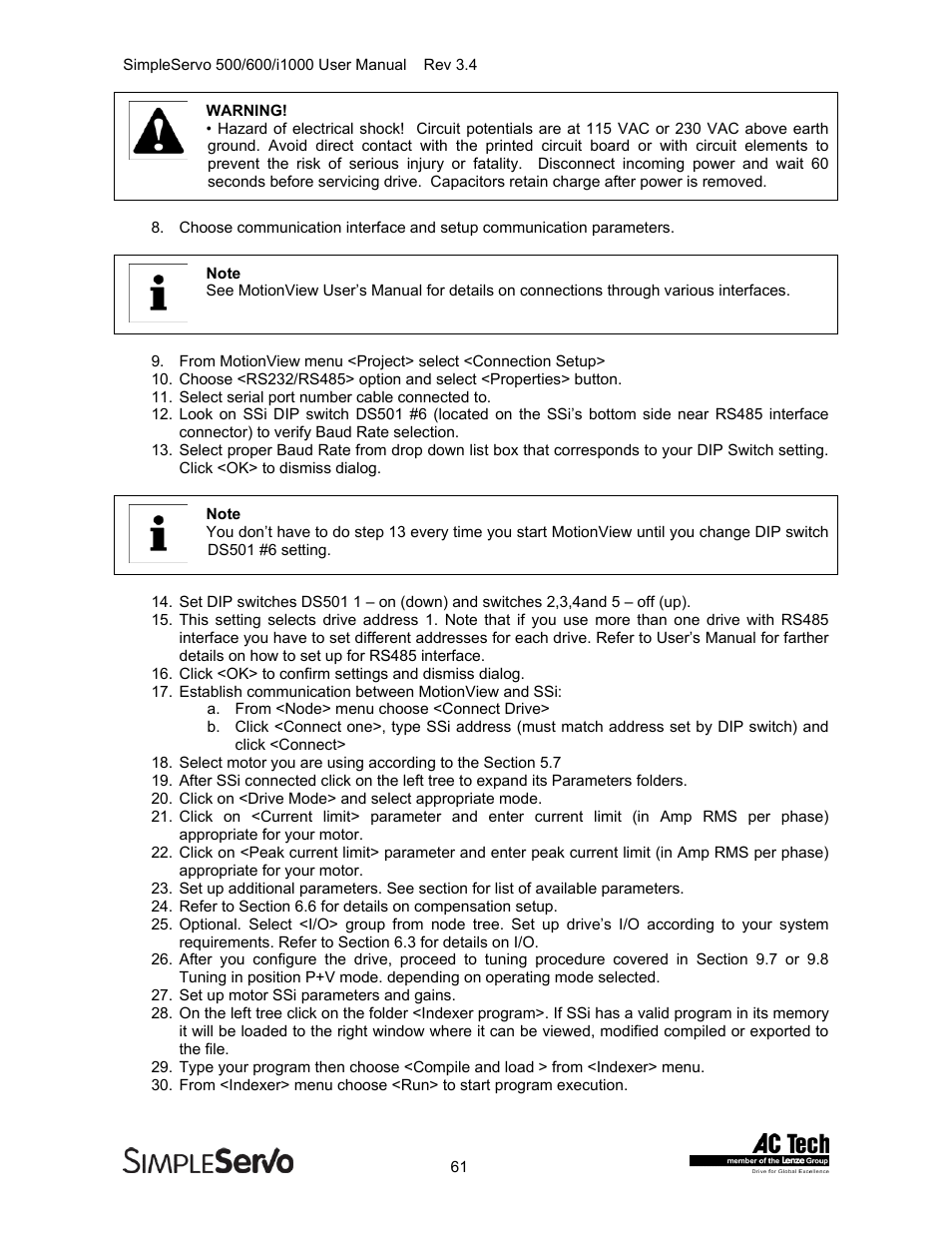 Lenze IMSS500+ Simple Servo 500 600 i1000 User Manual | Page 61 / 83