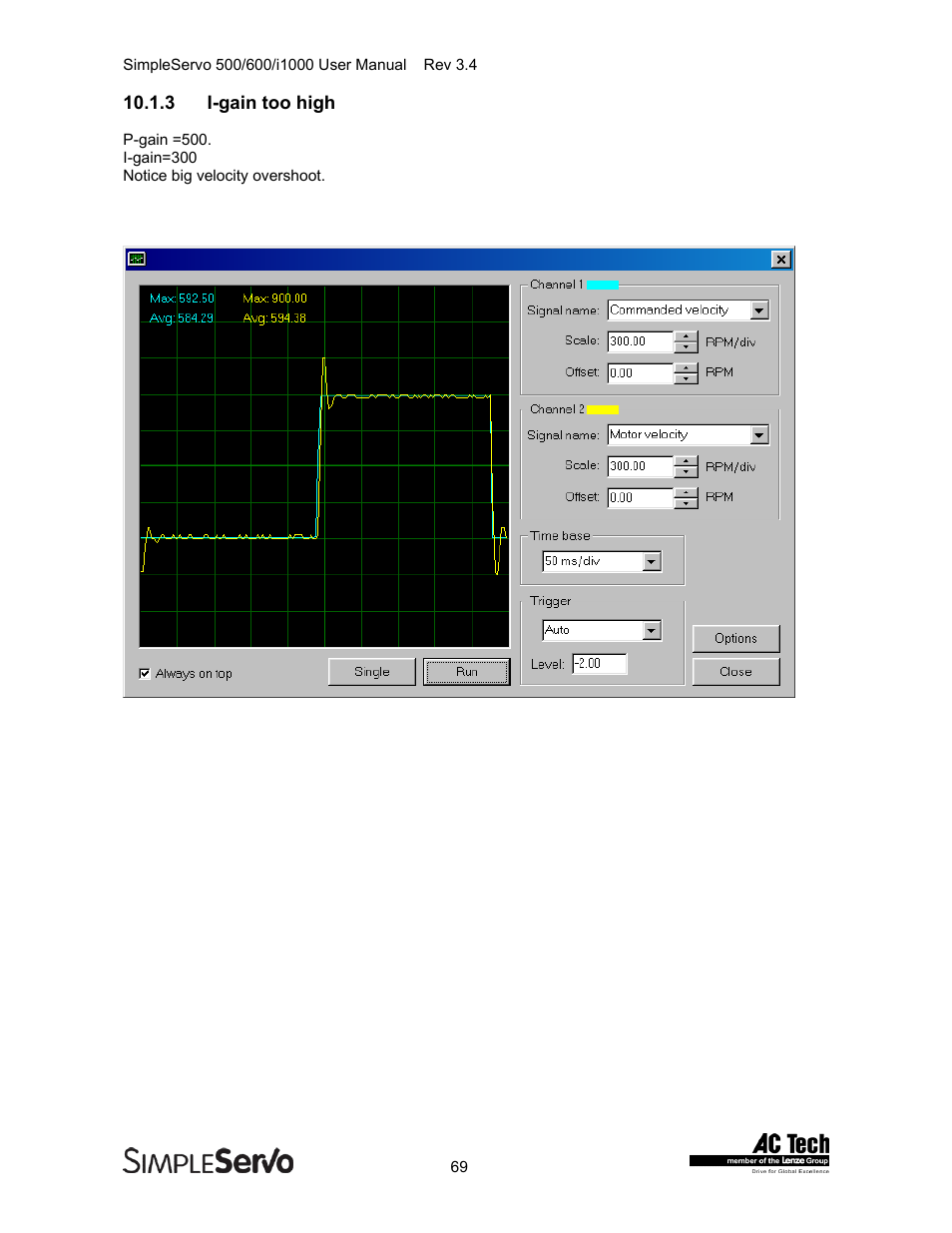 I-gain too high | Lenze IMSS500+ Simple Servo 500 600 i1000 User Manual | Page 69 / 83