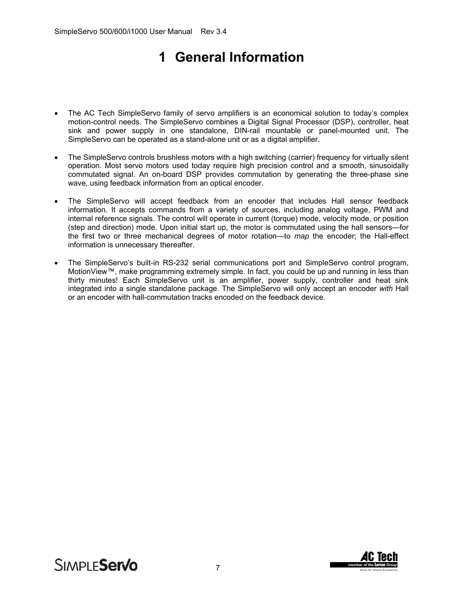 General information, 1 general information | Lenze IMSS500+ Simple Servo 500 600 i1000 User Manual | Page 7 / 83