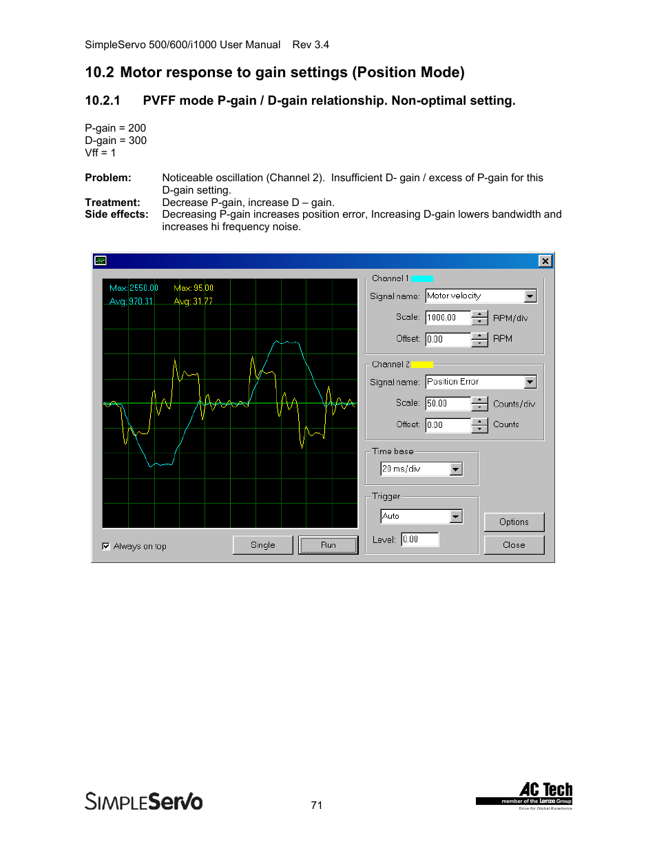 Motor response to gain settings (position mode), 2 motor response to gain settings (position mode) | Lenze IMSS500+ Simple Servo 500 600 i1000 User Manual | Page 71 / 83