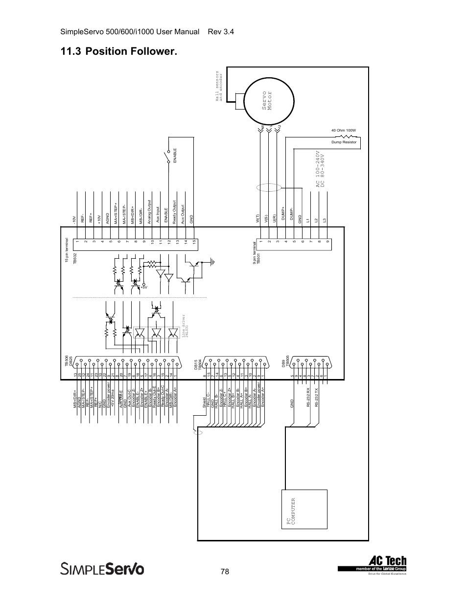 Position follower, 3 position follower, Servo motor | Lenze IMSS500+ Simple Servo 500 600 i1000 User Manual | Page 78 / 83