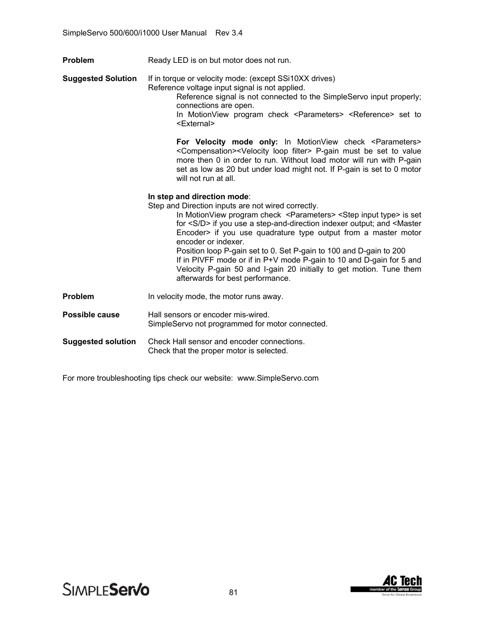 Lenze IMSS500+ Simple Servo 500 600 i1000 User Manual | Page 81 / 83