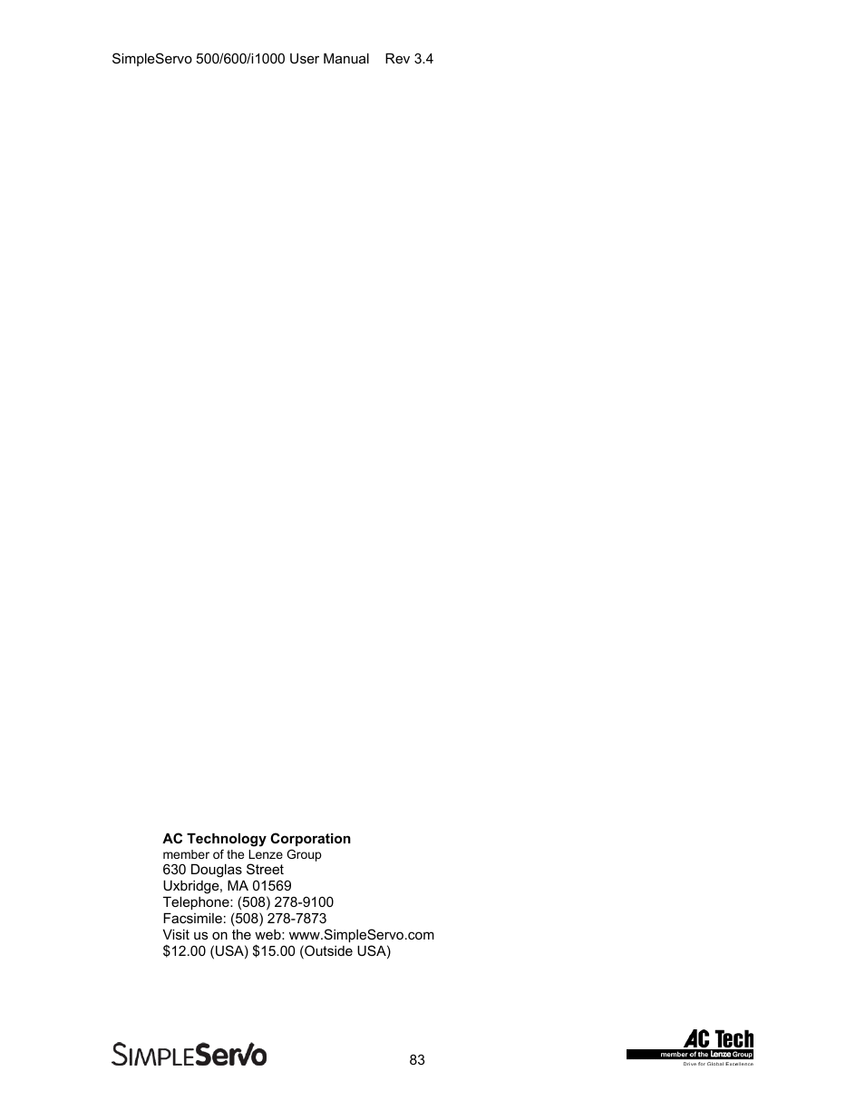 Lenze IMSS500+ Simple Servo 500 600 i1000 User Manual | Page 83 / 83