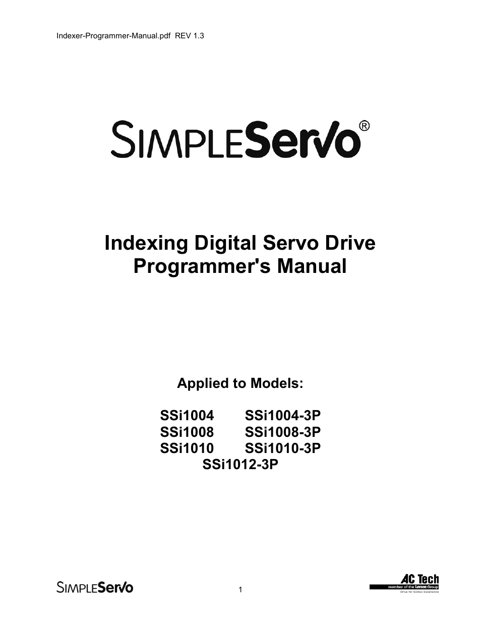 Lenze PMSS1000 Simple Servo User Manual | 72 pages