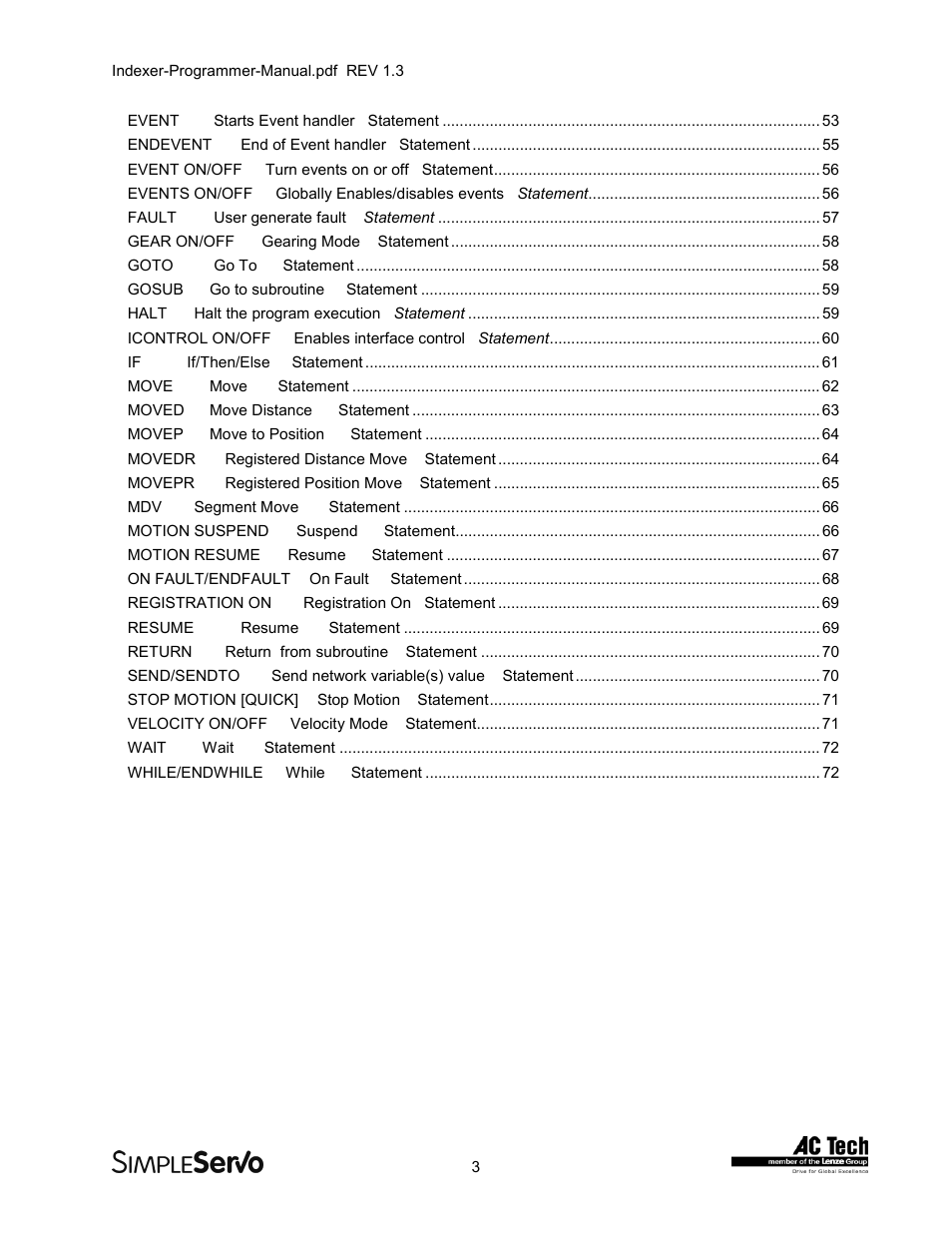Lenze PMSS1000 Simple Servo User Manual | Page 3 / 72