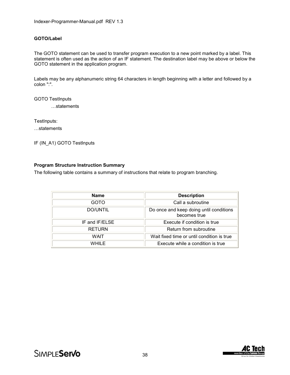 Lenze PMSS1000 Simple Servo User Manual | Page 38 / 72