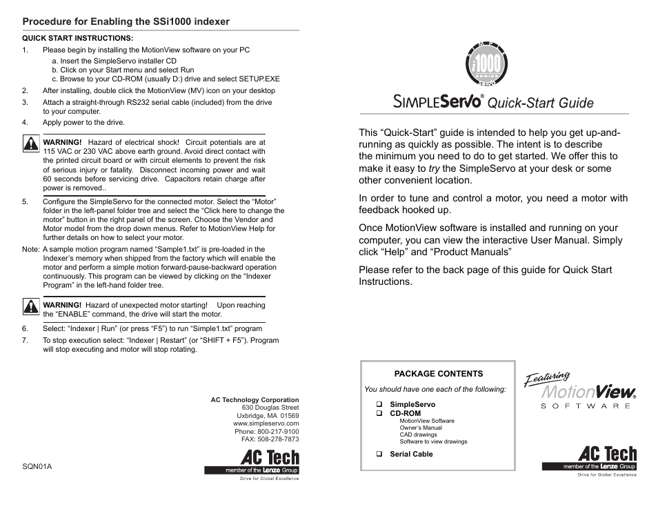 Lenze SQN01A User Manual | 2 pages