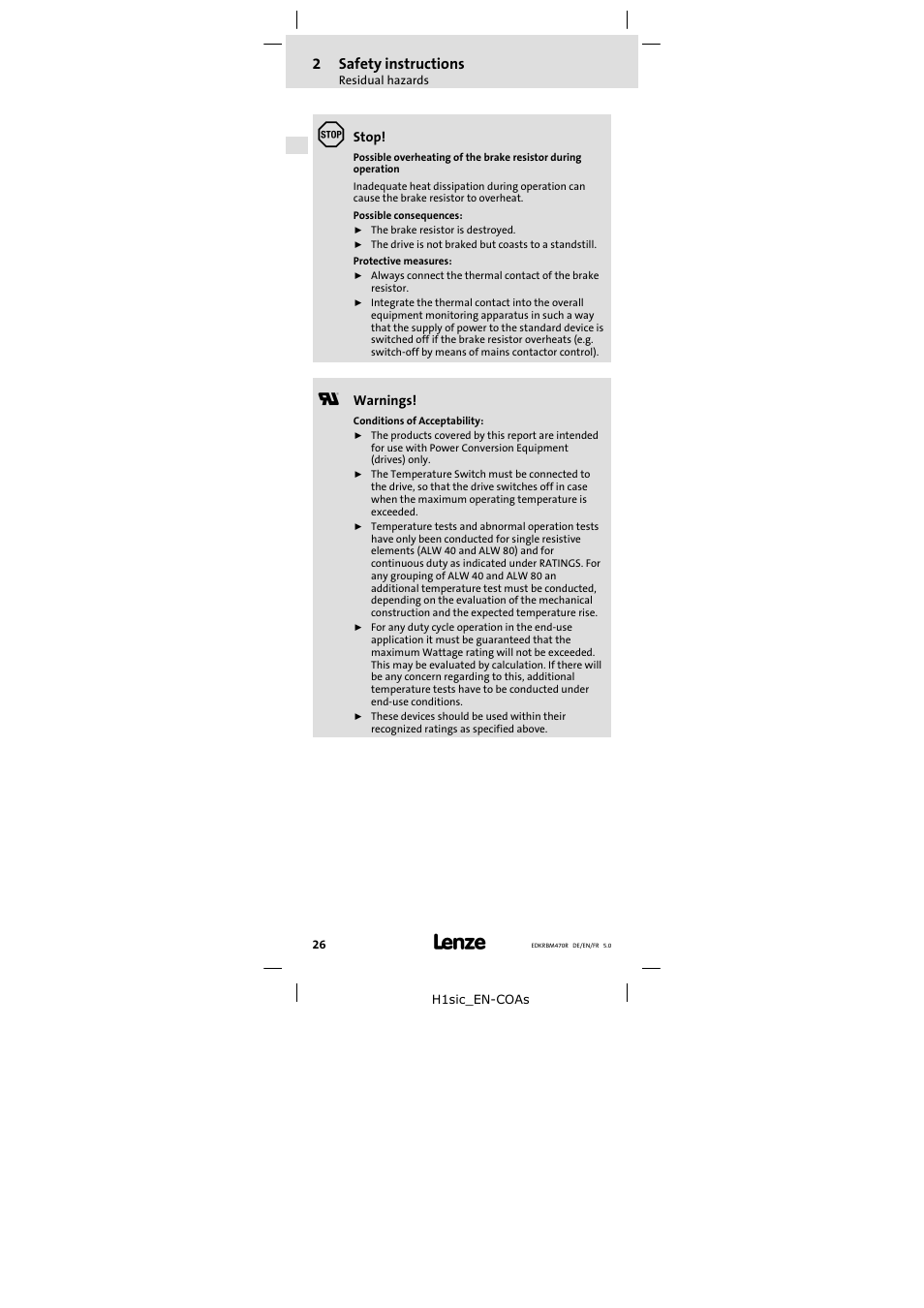 2safety instructions | Lenze ERBMxxxRxxxx User Manual | Page 26 / 58