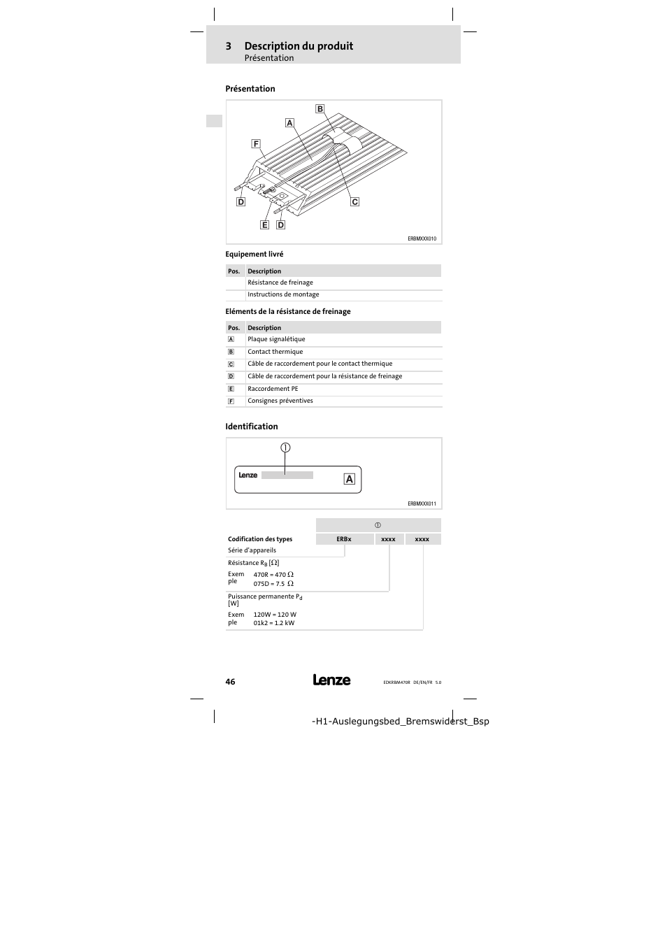 3 description du produit, Présentation, Identification | Description du produit, 3description du produit | Lenze ERBMxxxRxxxx User Manual | Page 46 / 58