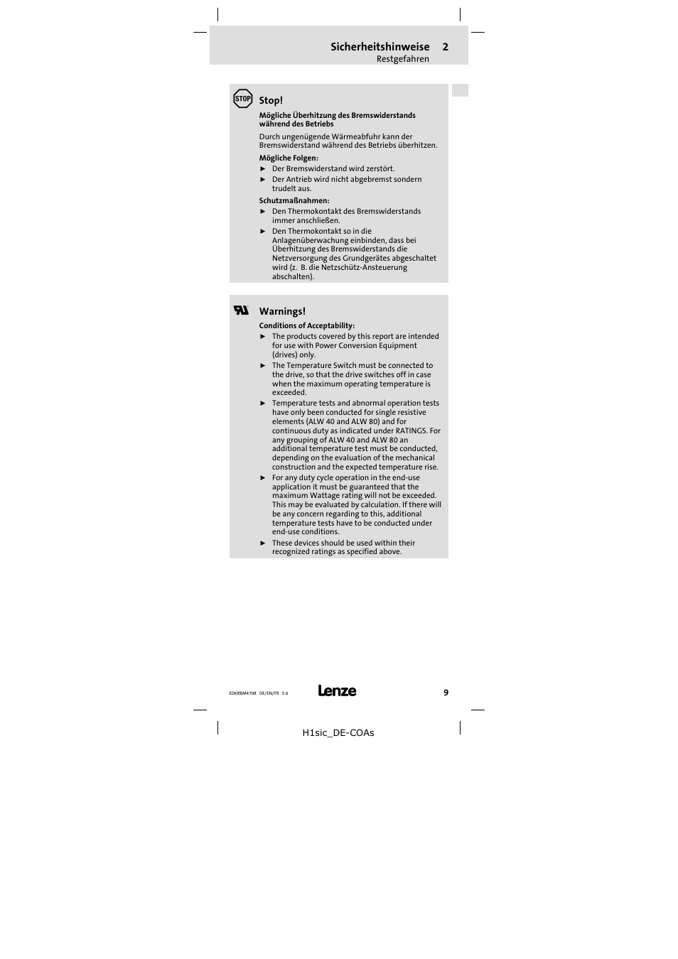 Sicherheitshinweise | Lenze ERBMxxxRxxxx User Manual | Page 9 / 58