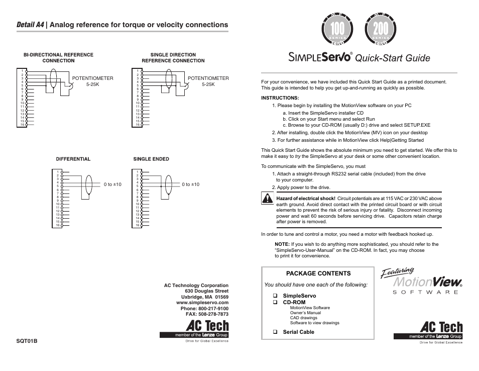 Lenze SQT01B User Manual | 2 pages